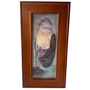 Framed Print Signed CJM Desert Sunset Picture